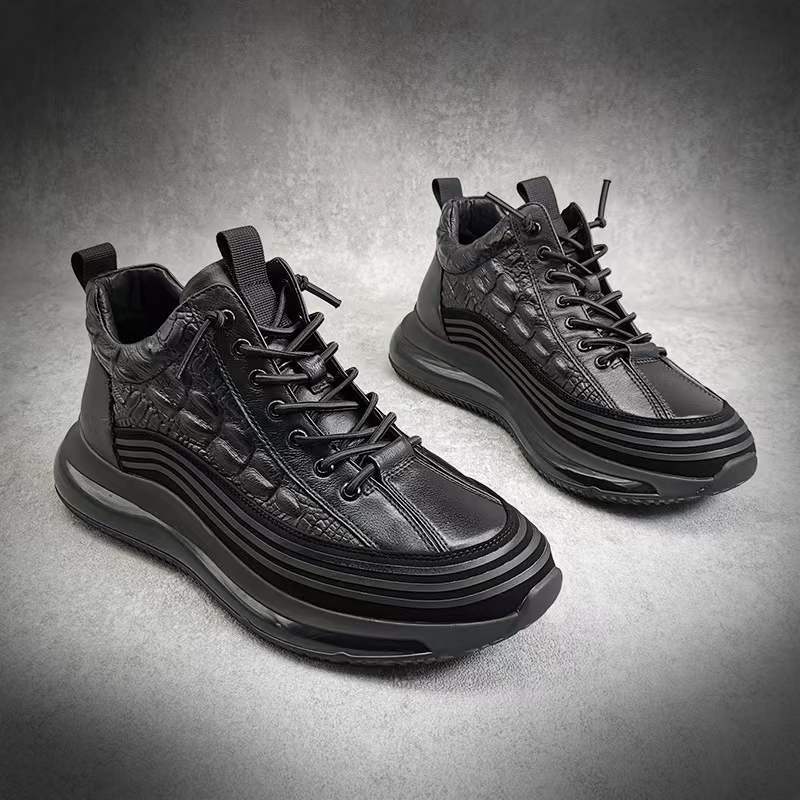 Whitlock | Genuine Leather Casual Sneakers - 3D Crocodile Leather Design