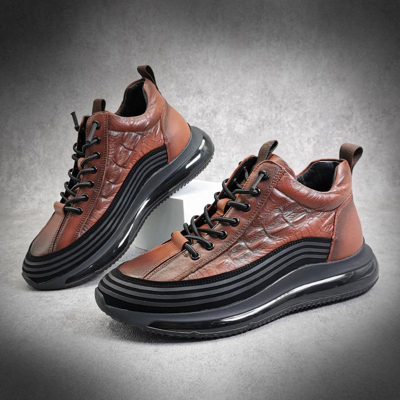 Whitlock | Genuine Leather Casual Sneakers - 3D Crocodile Leather Design