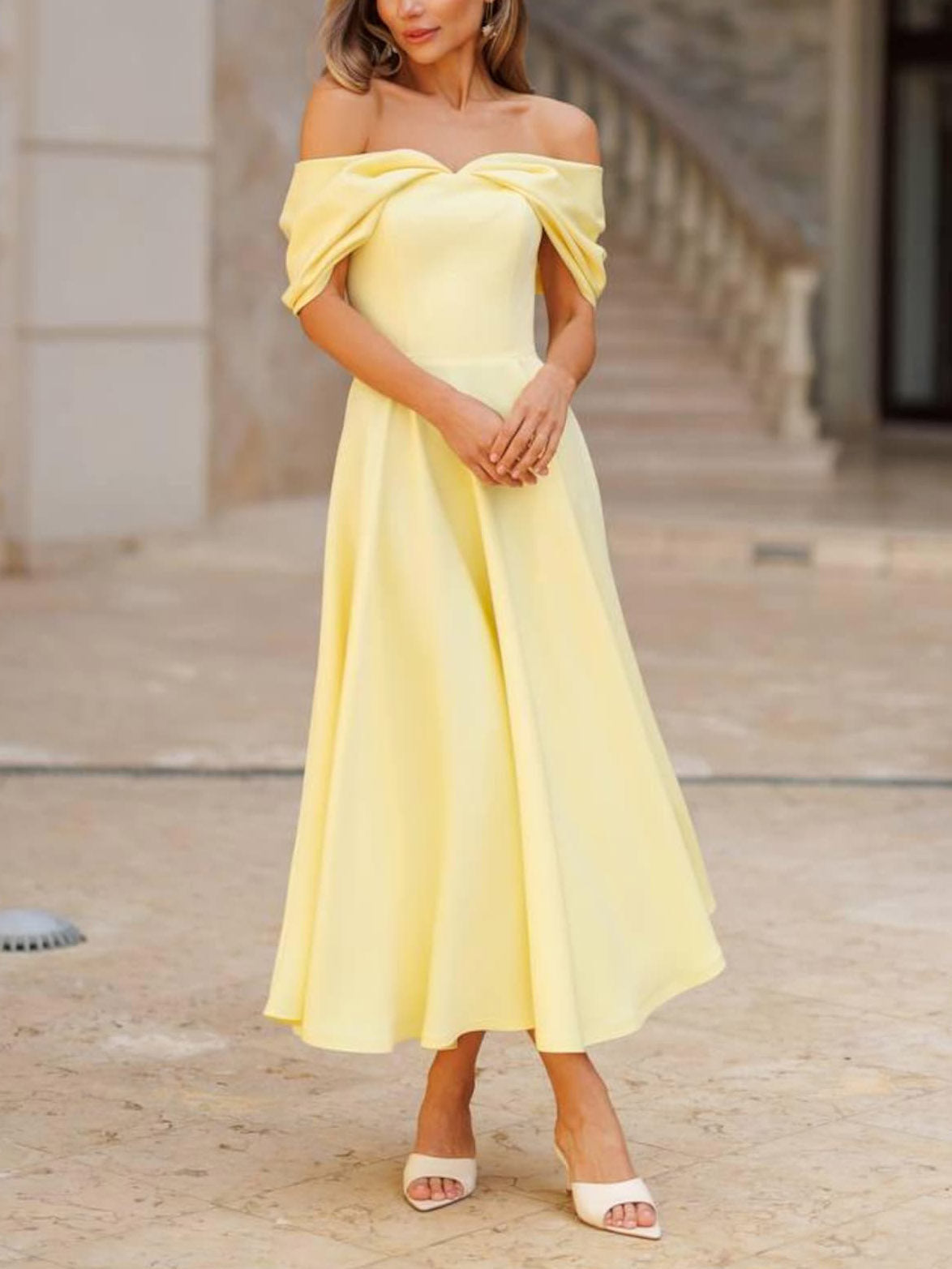 Giulia® | Elegant Off-the-shoulder Draped Maxi Dress
