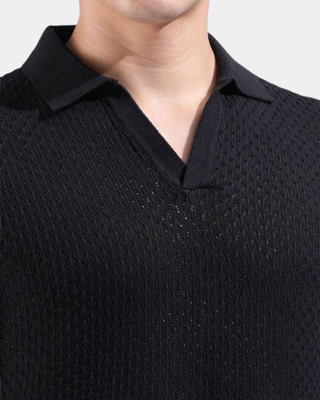 Crochet Texture Relaxed Fit Polo