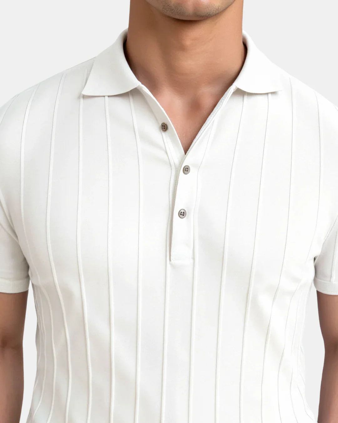 Vertical Striped Polo Shirt - Brown