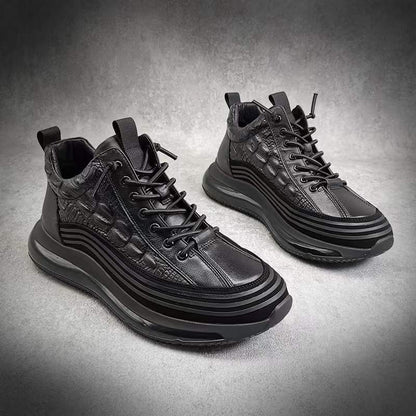 Whitlock | Genuine Leather Casual Sneakers - 3D Crocodile Leather Design