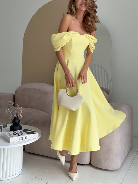 Giulia® | Elegant Off-the-shoulder Draped Maxi Dress