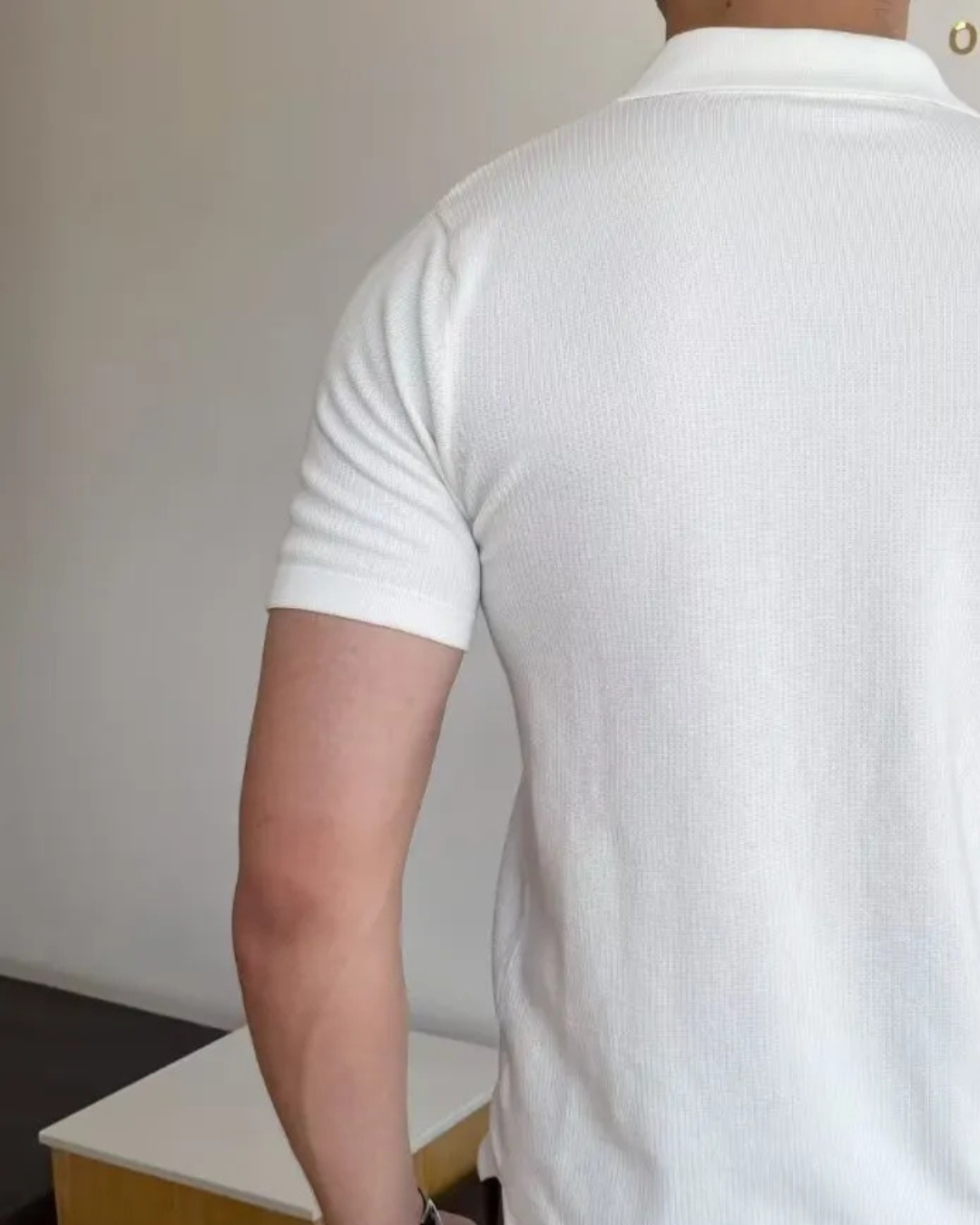 V-Collar Essential Polo Shirt - White