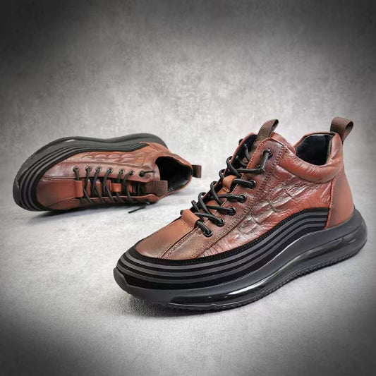 Whitlock | Genuine Leather Casual Sneakers - 3D Crocodile Leather Design