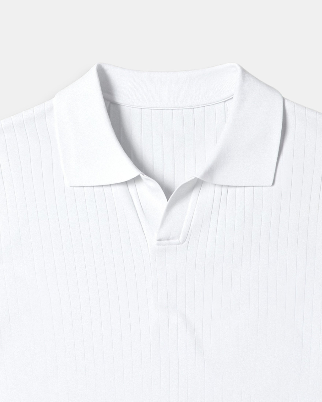 Polyester Blend Stripe Pattern Polo T-Shirt - White