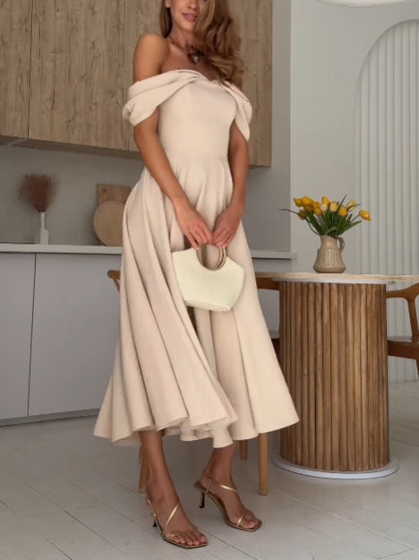 Giulia® | Elegant Off-the-shoulder Draped Maxi Dress