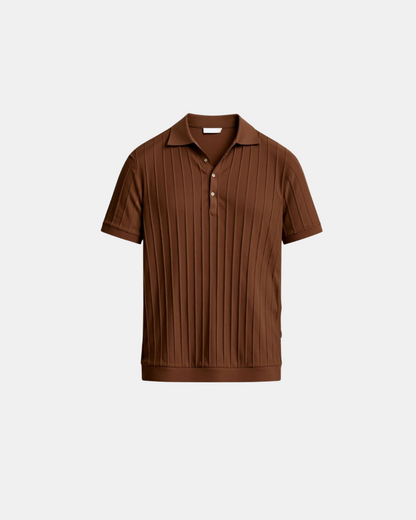Vertical Striped Polo Shirt - White