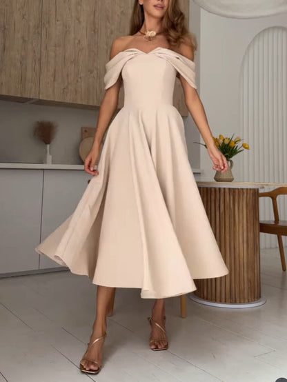 Giulia® | Elegant Off-the-shoulder Draped Maxi Dress