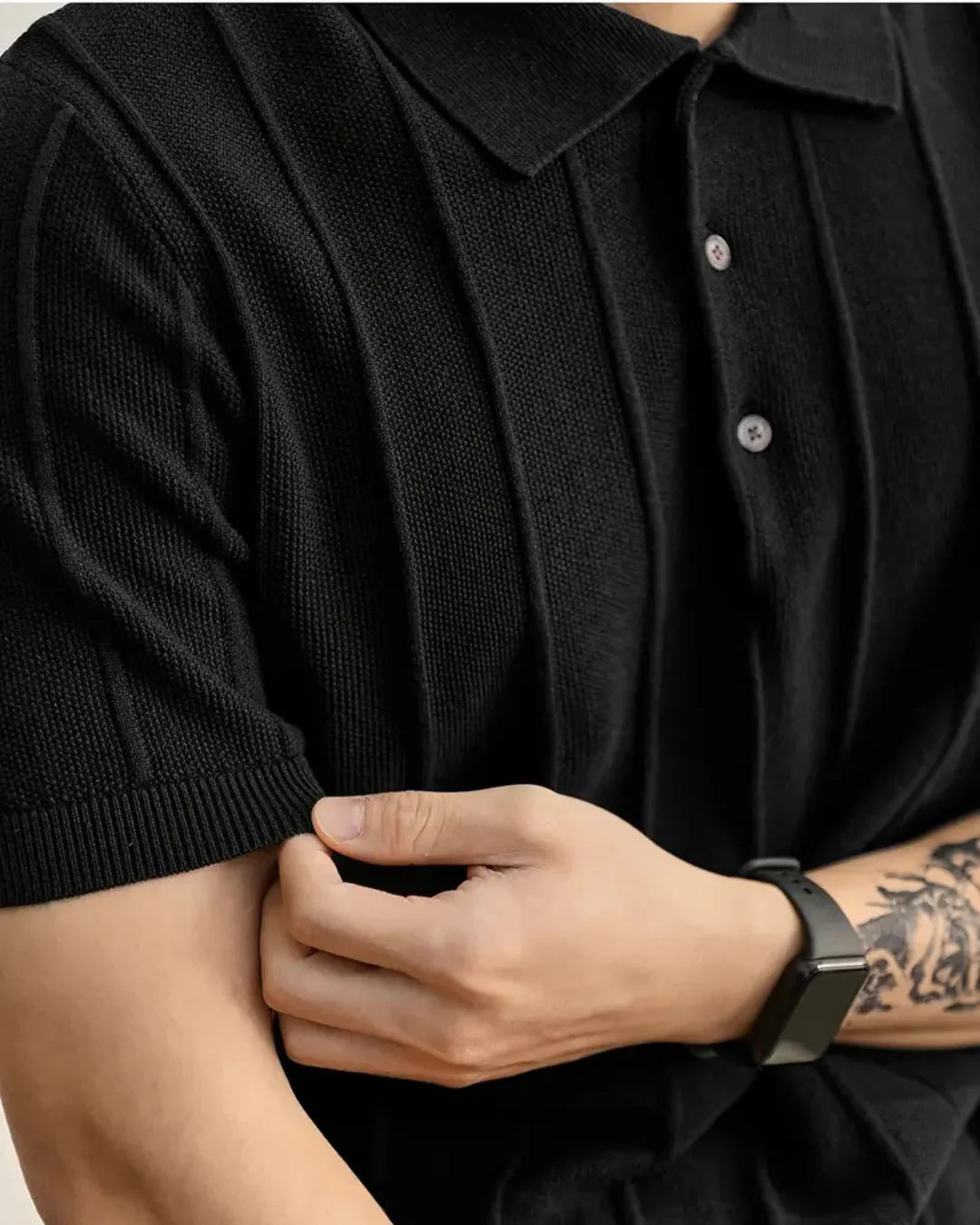 Vertical Striped Polo Shirt - Brown