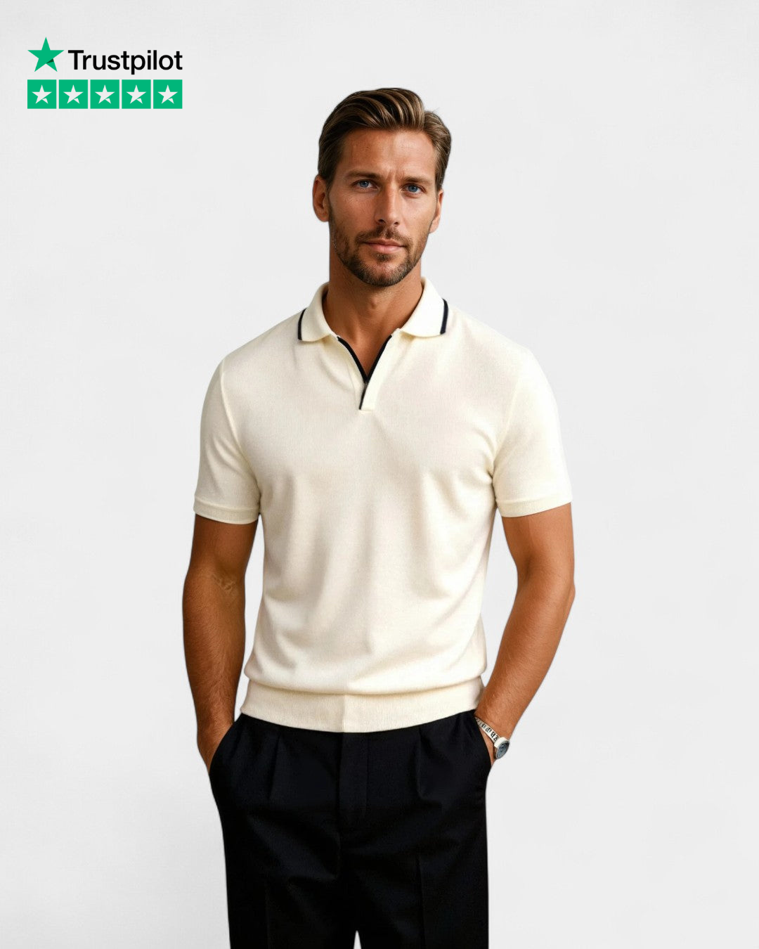Old Money Contrast Polo - Beige