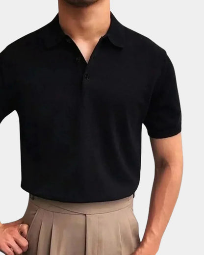V-Collar Essential Polo Shirt - Navy