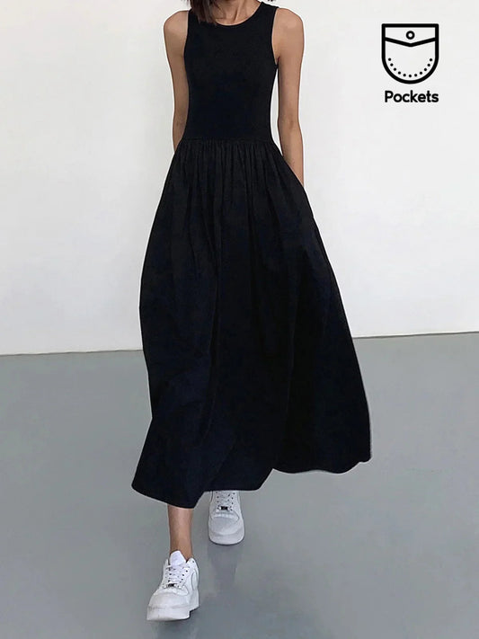 Viktoria® | Leisure Crew Neck Long Dress