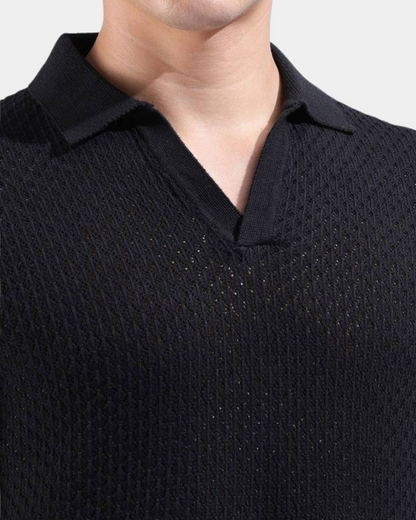 Crochet Texture Relaxed Fit Polo