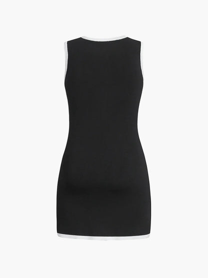 Julia® | Multi Pocket Button Sleeveless Short Sweater Dress
