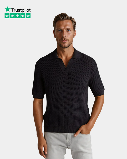 Crochet Texture Relaxed Fit Polo
