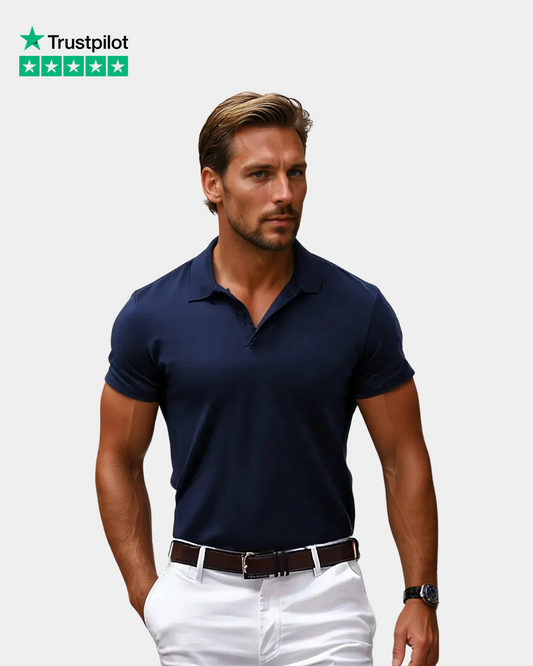 V-Collar Essential Polo Shirt - Navy