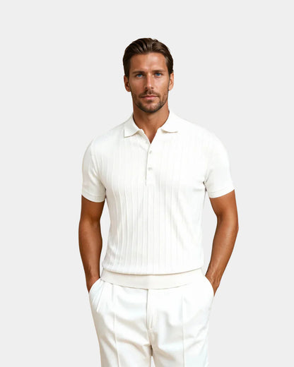 Vertical Striped Polo Shirt - Brown