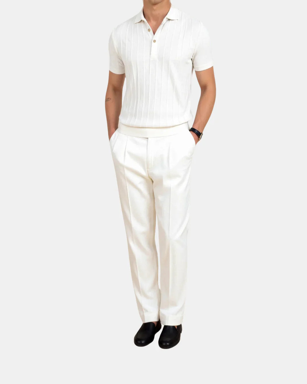 Vertical Striped Polo Shirt - Brown