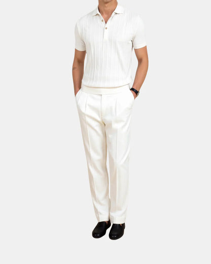 Vertical Striped Polo Shirt - Brown